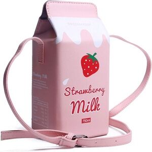 Strawberry Milk Novelty Pink Crossbody Bag